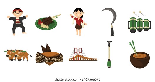 Madurese Culture Element Illustration Set