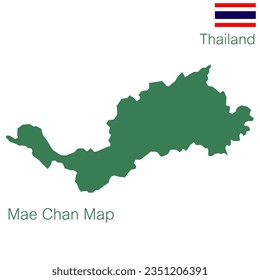 Mae Chan district green map vector is a district of Chiang Rai Province