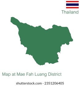 Mae Fah Luang district green map vector is a district of Chiang Rai Province