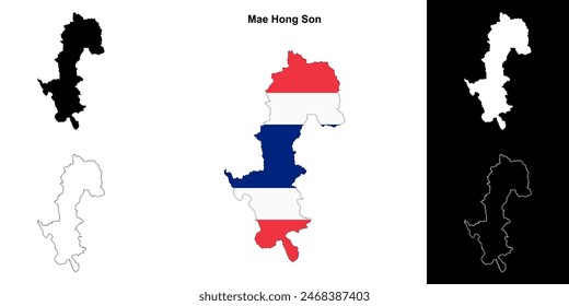 Mae Hong Son province outline map set