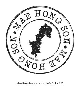 Mae Hong Son, Thailand Map Postmark. A Silhouette Postal Passport. Stamp Round Vector Icon. Vintage Postage Designs.