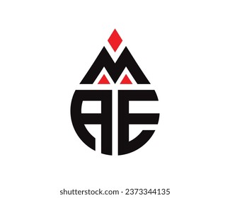 MAE letter water drop shape logo design. MAE drop logo simple design.