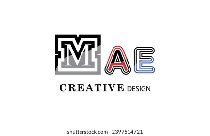  MAE M AE black red  creative modern simple word MAE brand minimal logo design.