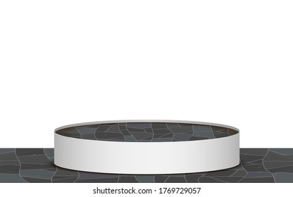 maeble podium on the marble floor in the white studio room	