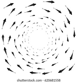 Maelstrom of black silhouettes of fish in the ocean depths. Top view of the back.