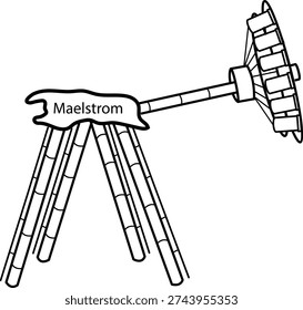 maelstrom thrill ride concept, spinning arm amusement ride vector icon design, Extreme Carnival Rotor stock illustration