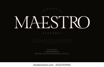 Maestro tipografia beleza moda elegante minimalista serif italic fontes decorativo casamento vintage retro logos. Logotipo de fonte de luxo mínimo alfabeto. Ilustração vetorial