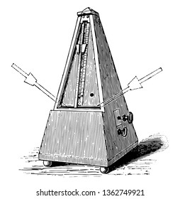 Maezel Metronome ist ein Gerät, das eine reglementierte Zeichnung, Vintage-Linie oder Gravur-Illustration produziert.