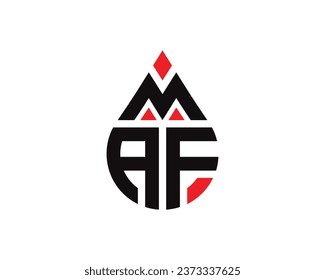 Diseño del logotipo de la forma de gota de agua de la letra MAF. Diseño simple del logotipo de caída de MAF.