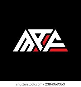 MAF triangle letter logo design with triangle shape. MAF triangle logo design monogram. MAF triangle vector logo template with red color. MAF triangular logo Simple, Elegant, and Luxurious design.