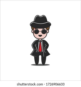 Mafia with black hat and sunglasses
