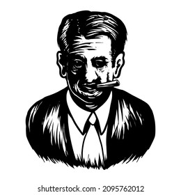 Mafia-Chef-Charakter Vektorgrafik-T-Shirt-Design
