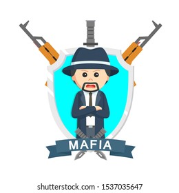 Mafia boss emblem design vector illustration