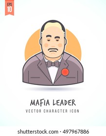 Mafia boss illustration People lifestyle and occupation Colorful and stylish flat vector character icon