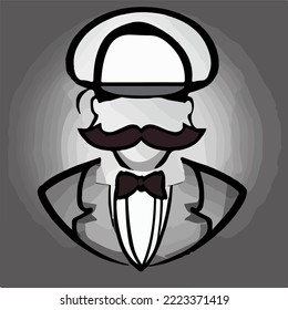 Mafia boss with mustache and tuxedo