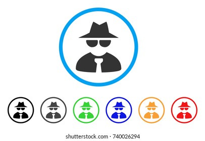 Mafia Boss rounded icon. Style is a flat grey symbol inside light blue circle with bonus color variants. Mafia Boss vector designed for web and software interfaces.