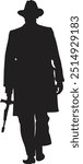 Mafia boss Silhouette of a man Mafia clan boss.vector illustration