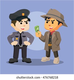 mafia bribing police illustration design