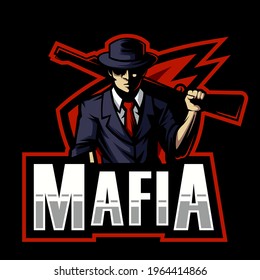 Mafia Carrying Shotgun Esport Logo Design Stock Vector (Royalty Free ...