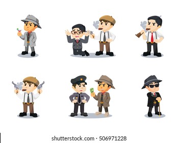 mafia cartoon set vector illustration design