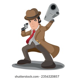 Mafia Character Cartoon Pose Isolat Vektorgrafik