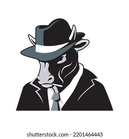 mafia cow illustration vector template