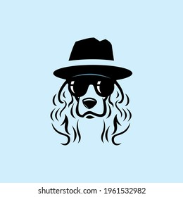 mafia dog logo, smart and handsome dog face wearing hat vector illustrations