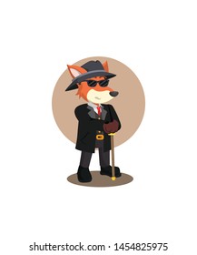 Mafia Fox Vector Isolated White