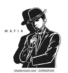 Mafia Gangster On White Background