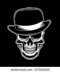 Mafia gangster skull vector logo design illustration