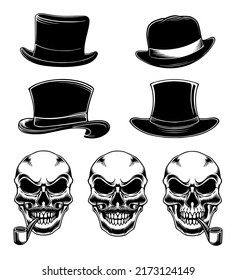 Mafia gangster skull vector logo design illustration