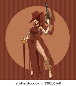 Mafia Mädchen, Vektorillustration