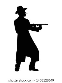 Mafia with gun silhouette vector