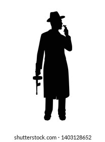 Mafia with gun silhouette vector
