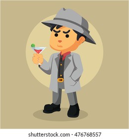 mafia guy drinking red wine