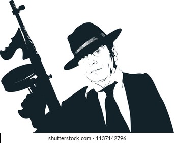 mafia guy with a gun