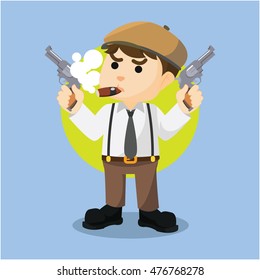 mafia guy holding two gun