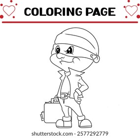 mafia is holding suite case coloring page for kids