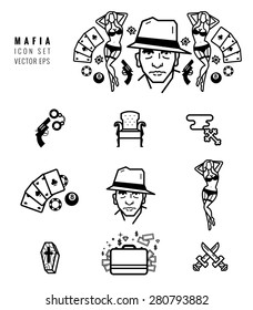 Mafia Icon Set. Gangster Design