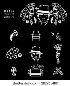 Mafia icon set. Gangster design