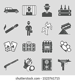 Mafia Icons. Sticker Design. Vector Illustration.