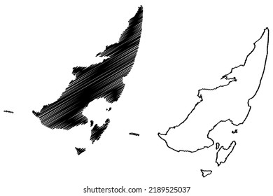 Mafia, Juani and Jibondo island (United Republic of Tanzania) map vector illustration, scribble sketch Kisiwa cha Mafia, Home of the Whale Shark map