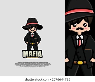 Mafia logo character Vintage vector illustration