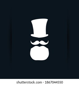 mafia logo design with beard and hat logo icon design with simple flat syle