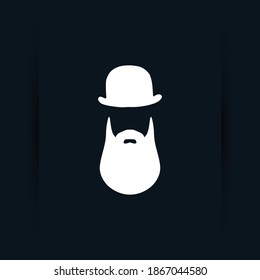 mafia logo design with beard and hat logo icon design with simple flat syle