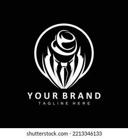 Mafia Logo Design, Tuxedo Suit Icon, Vector Businessman, Logo Detective, Brand Label
