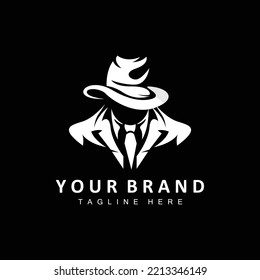 Mafia Logo Design, Tuxedo Suit Icon, Vector Businessman, Logo Detective, Brand Label