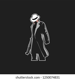 mascota del logo de la mafia para el equipo deportivo. hombre con sombrero Fedora