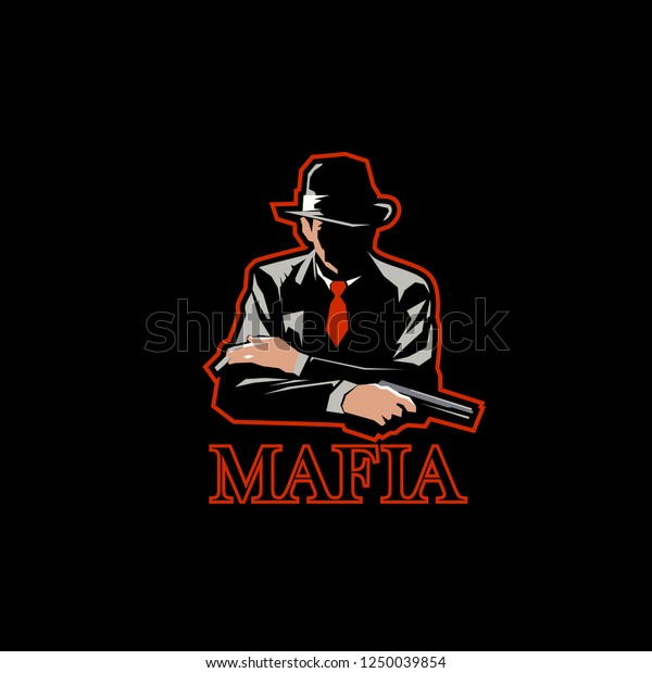 マフィアのロゴマスコットゲーム E Sportのロゴ Pubgゲームのロゴマスコット フェドラ帽とピストル銃を持つ男性 ギャングのボスのイラストベクター画像 のベクター画像素材 ロイヤリティフリー