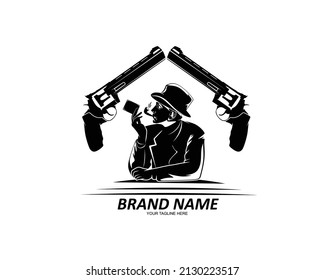 Mafia Logo Silhouette With Two Guns